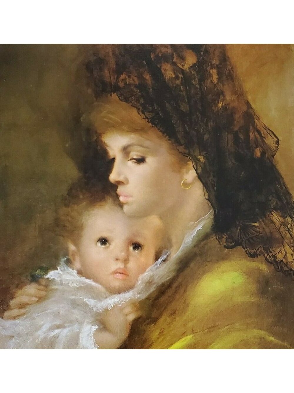 ART PRINT A. Fenti Pini Mother and Child Art Litho D.A.C. NY Textured Cardboard
